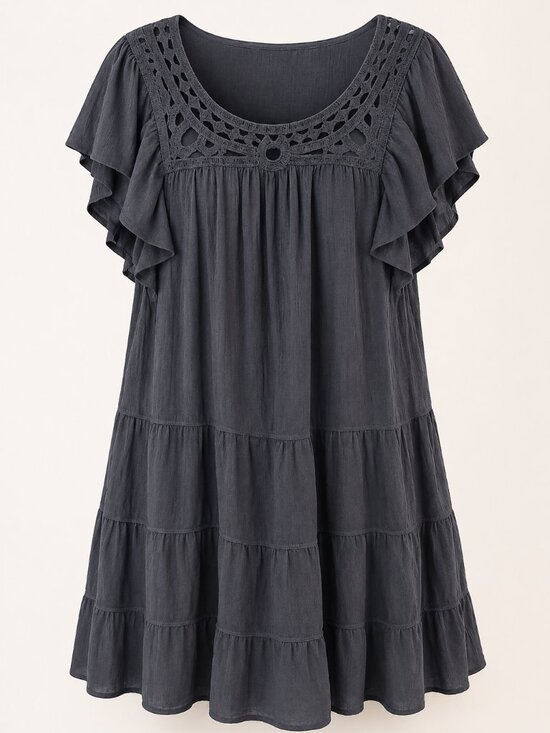 Max Studio Dresses & Skirts - NWT Max Studio London 1X Black Crochet Boho Tiered Babydoll Tunic Dress Plus